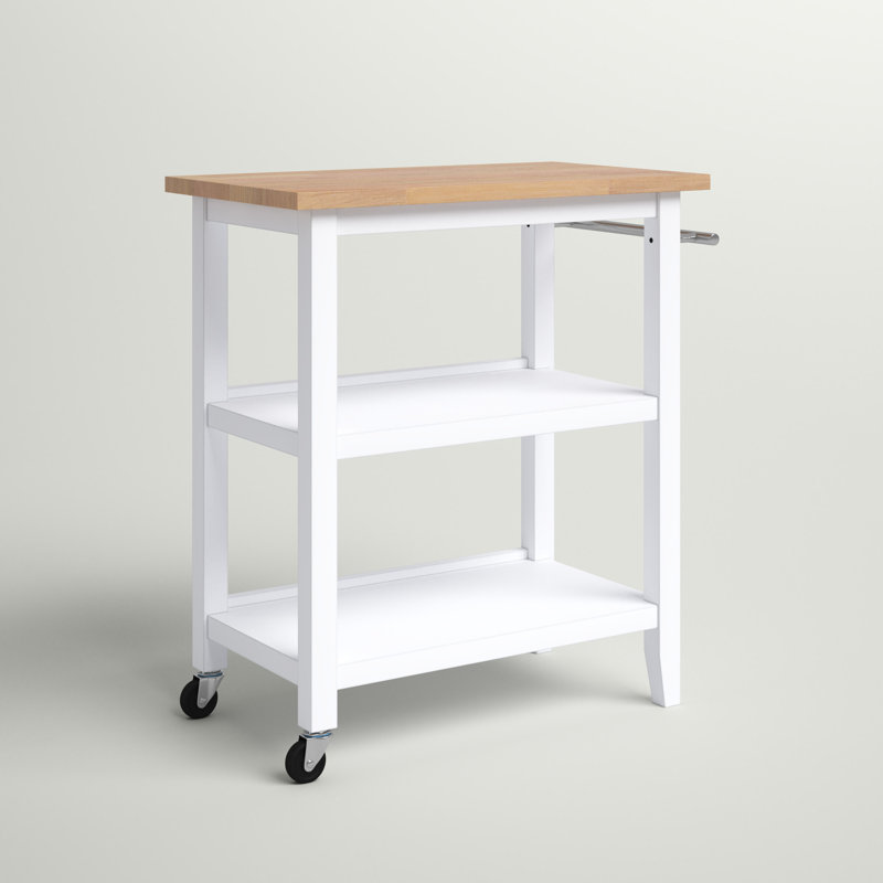 Andover Mills™ Raabe 32'' Wide Rolling Kitchen Cart with Solid Wood Top